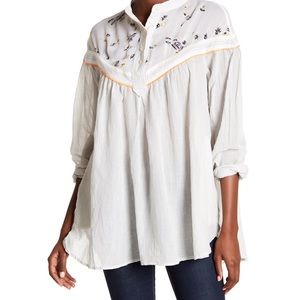 Free People XS Hearts and Colors Striped Blouse Boho Bohemian